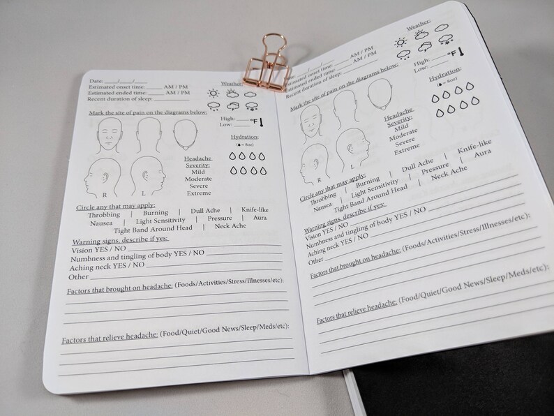 Pocket Field Notes PRINTABLE Digital PDF Headache or Migraine Tracker ...