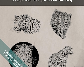 Handwerkliche Art Leopard Tier Katze Clipart, SVG, PNG, digitaler Download zum Basteln & Scrapbooking