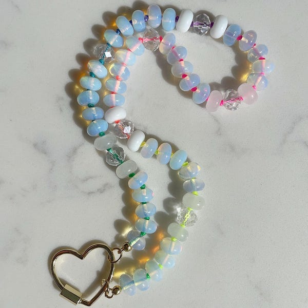 Opalite Neon Hand Knotted Beaded Necklace