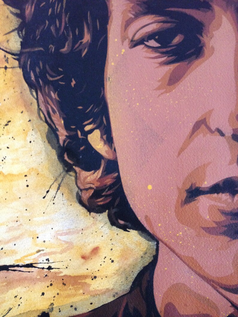 Bob Dylan Stencil Portrait framed and signed by Artist image 3
