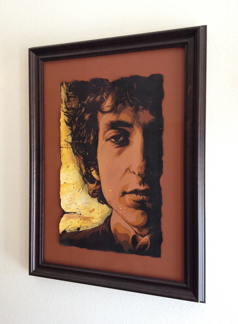 Bob Dylan Stencil Portrait framed and signed by Artist image 2