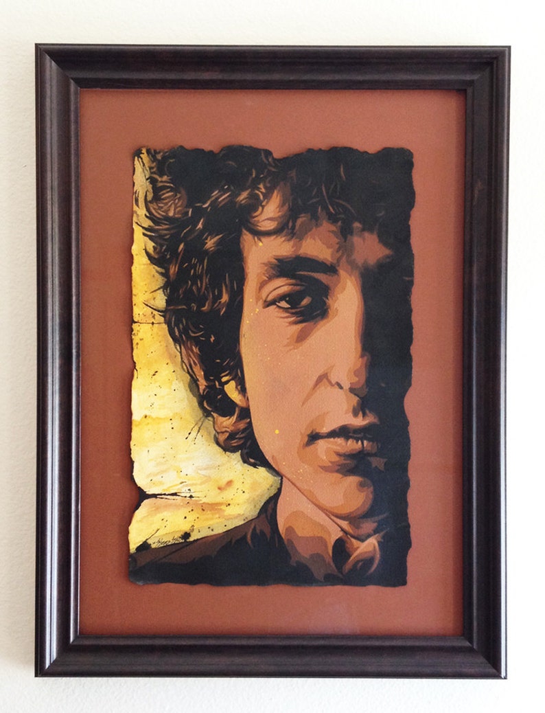 Bob Dylan Stencil Portrait framed and signed by Artist image 1