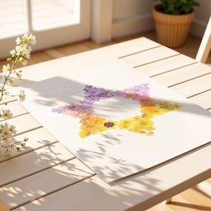 Stella di David, stampa artistica, arte murale ebraica, decorazioni per la casa, fiori secchi, regali ebraici, regali per Israele, arte murale pastello, stampa artistica