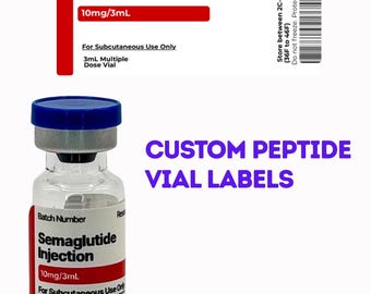 Etiquetas para viales de péptidos de 3 ml - Etiquetas de 3,8 cm x 1,9 cm