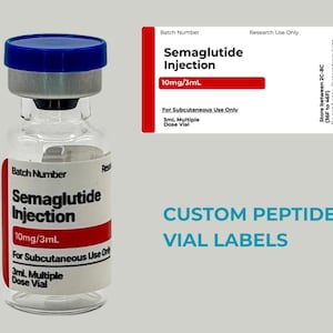 Etiquetas para viales de péptidos de 3 ml - Etiquetas de 3,8 cm x 1,9 cm