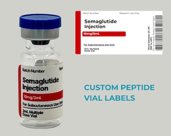 Peptide Vial Labels for 3mL Vials - 1.5" x 0.75" Labels