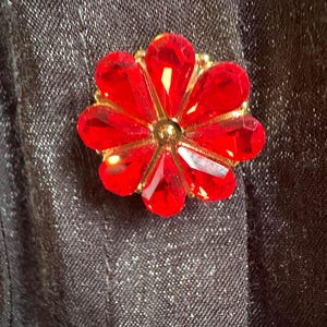 Ruby Red Rhinestoned Button Cover      #202