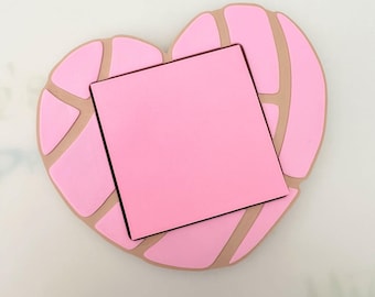 Heart Concha Sticky Note Holder: Pan Dulce Desk Decor