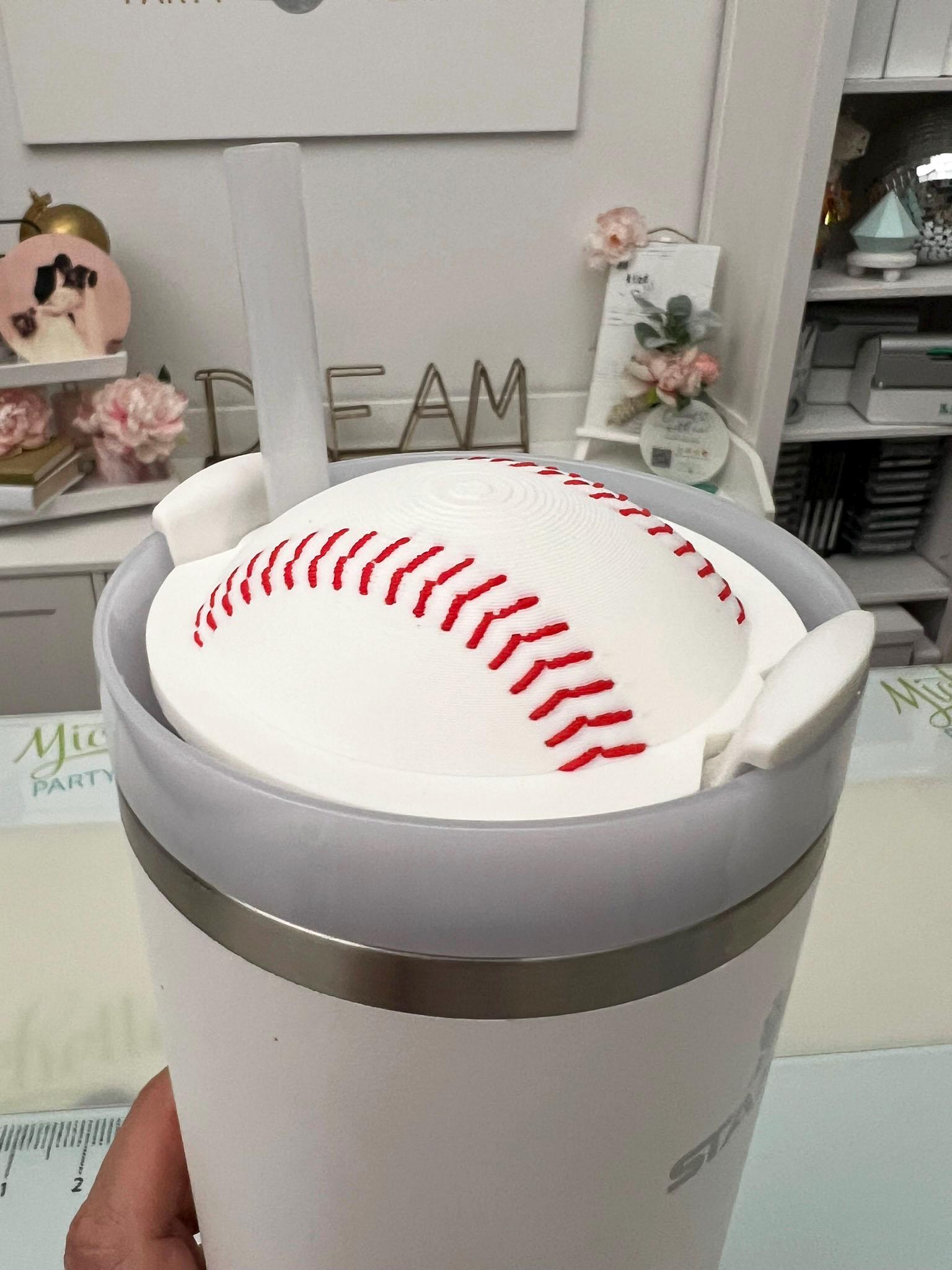 SALE - Baseball Topper for Stanley Style 20, 30 or 40oz Tumbler - Cute Whimsical Drinkware Decor
