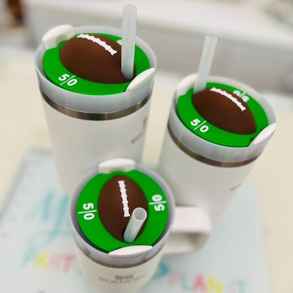 Football Tumbler Topper: Stanley 20/30/40oz, Sport Drinkware Decor