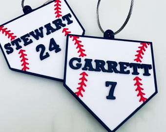 Personalized Home Plate Baseball Bag Tag - custom  Dugout Tag