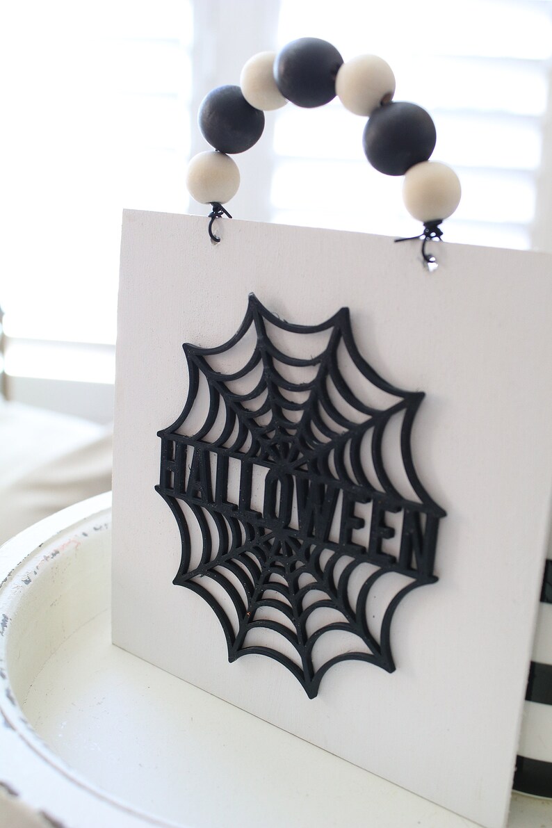 3D Halloween Spider Web Sign Tiered Tray Decor Etsy
