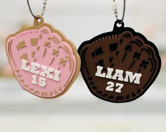 Personalized Baseball Mitt Bag Tag: Custom Colors, Durable