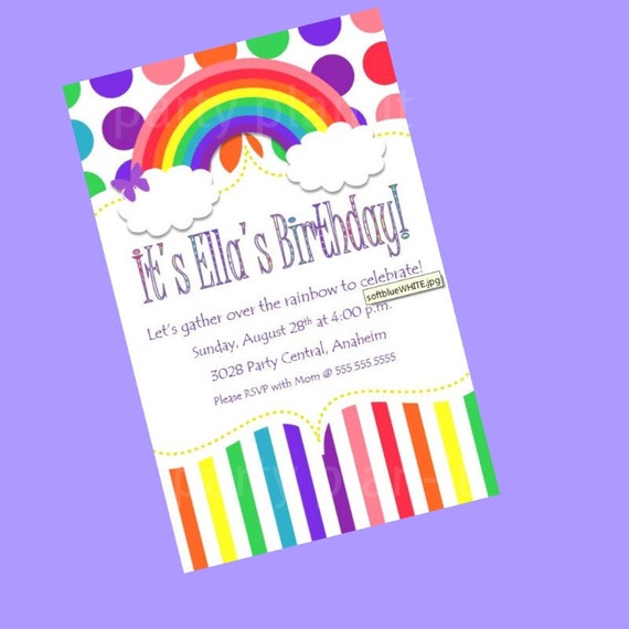 Items similar to Set of 20 Rainbow Party Invitations on Etsy