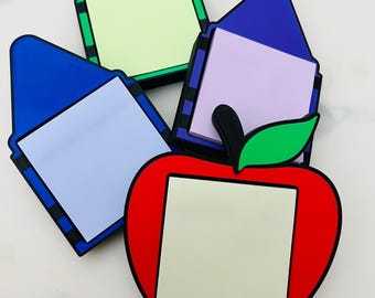 Apple or Crayon Sticky Note Holder: Teacher Desk Decor