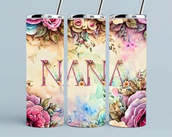 NANA bloemen 20oz magere beker sublimatieontwerp - digitale png-download