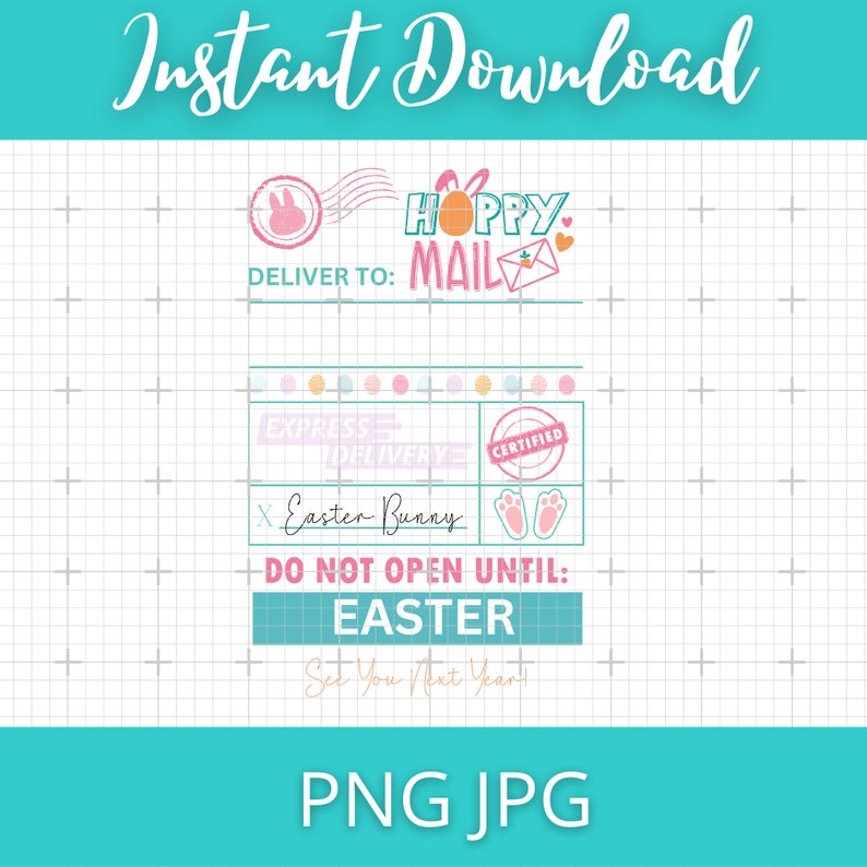 Easter Bunny Sack Sublimation PNG Digital File for Gift Baskets, Gift Bags and Totes Easter Bag Design image 2