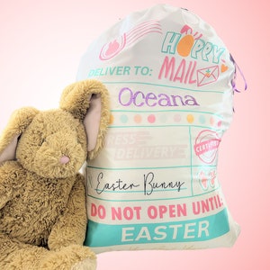 Easter Bunny Sack Sublimation PNG Digital File for Gift Baskets, Gift Bags and Totes Easter Bag Design image 1