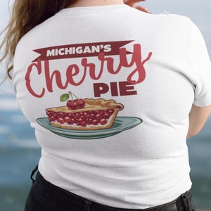Michigan Cherry Pie T-Shirt Retro Fruit Lover Shirt Great Lakes Travel Souvenir Cherry Pie Tee Cherry Festival Shirt Cute Summer Tee