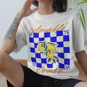 Amalfiküste Zitronen T-Shirt Amalfiküste Hemd Italien Zitronen T-Shirt Komfort Farben Italien T-Shirt Trendy Grafik T-Shirt Positano Hemd schickes Retro Oberteil