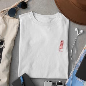 Camiseta de Pisa, camiseta de Italia bordada, camiseta de la Torre Inclinada, recuerdo de vacaciones italiano, camiseta de viaje bordada, camiseta de la ciudad de Italia, camiseta minimalista de Italia