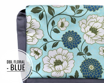 Double Floral Bleu MESSENGER Tablet Book Laptop Diaper Bag