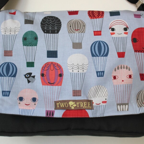 Black Hot Air Balloon MESSENGER Book Laptop iPAD Diaper BAG