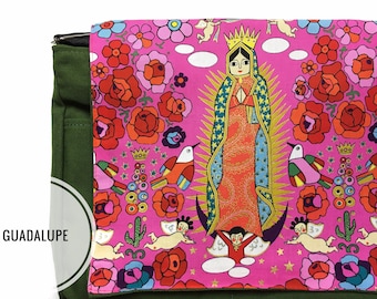 Our Lady of Guadalupe Messenger Bag | Mexican Folk Art Crossbody Bag | Laptop Bag | Cultural Gift | Travel Bag