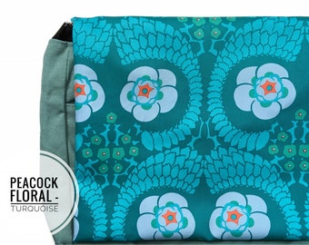 Pavo Real Floral MENSAJERO Libro Portátil Pañal BAG