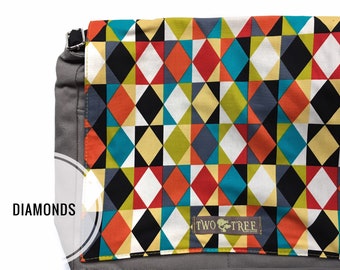 Diamond Pattern Messenger Bag | Colorful Geometric Crossbody Bag | Laptop Bag | Modern Travel Bag | iPad Bag | Gift for Her