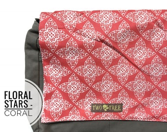 Bolso bandolera floral / Bolso cruzado con estampado de estrellas coral / Bolso para portátil / Regalo para profesora