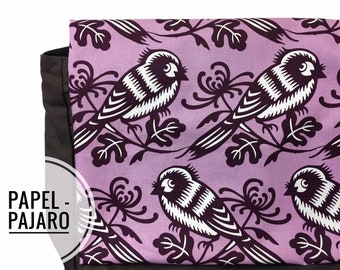 Bolso bandolera Pretty Purple BIRD gris para tablet, portátil y pañales