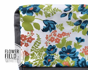 Flower Fields Blanco MESSENGER Book iPad Laptop Pañal BAG