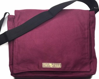 Bolso bandolera burdeos / Bolso cruzado minimalista / Bolso para portátil / Bolso de trabajo para el día a día / Bolso de viaje / Bolso de lona unisex
