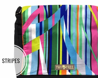 Bolso bandolera de rayas retro / Bolso cruzado geométrico colorido / Bolso para portátil / Bolso para iPad / Bolso de viaje moderno / Regalo para ella