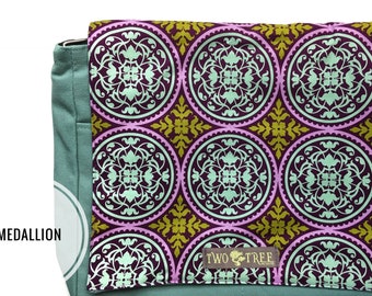 Bolso bandolera floral / Bolso cruzado con estampado de medallón / Bolso para portátil / Bolso de mano para profesora / Regalo para ella
