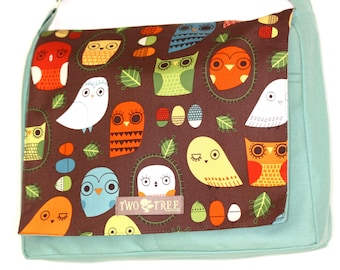 Bolso bandolera Mint Owl / Bolso cruzado para portátil / Bolso de mano para profesora con temática de bosque / Regalo para amantes de la naturaleza