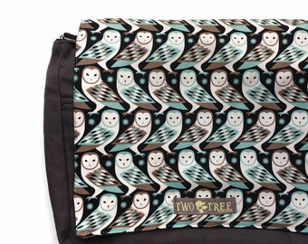 Bolso bandolera retro con forma de búho / Bolso cruzado para portátil / Bolso de mano para profesora con temática de bosque / Regalo para amantes de la naturaleza