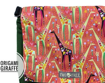 Bolso bandolera de jirafa de origami / Bolso cruzado con forma de animal colorido / Bolso para portátil / Regalo original / Bolso de viaje
