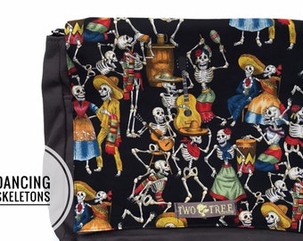 Bolso bandolera del Día de Muertos / Bolso cruzado con esqueleto bailando / Bolso para portátil del Día de los Muertos / Regalo de arte popular