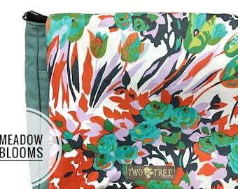 Bolso bandolera floral / Bolso cruzado con estampado de flores silvestres / Bolso para portátil / Bolso de mano para profesora / Regalo para ella