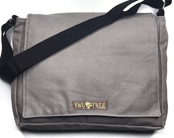 Bolso bandolera minimalista gris / Bolso cruzado para uso diario / Bolso para portátil / Bolso de trabajo / Bolso de viaje / Bolso de lona unisex