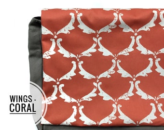 Bolso bandolera para mujer / Bolso mensajero con estampado de alas de coral / Bolso para portátil / Regalo ideal para profesoras
