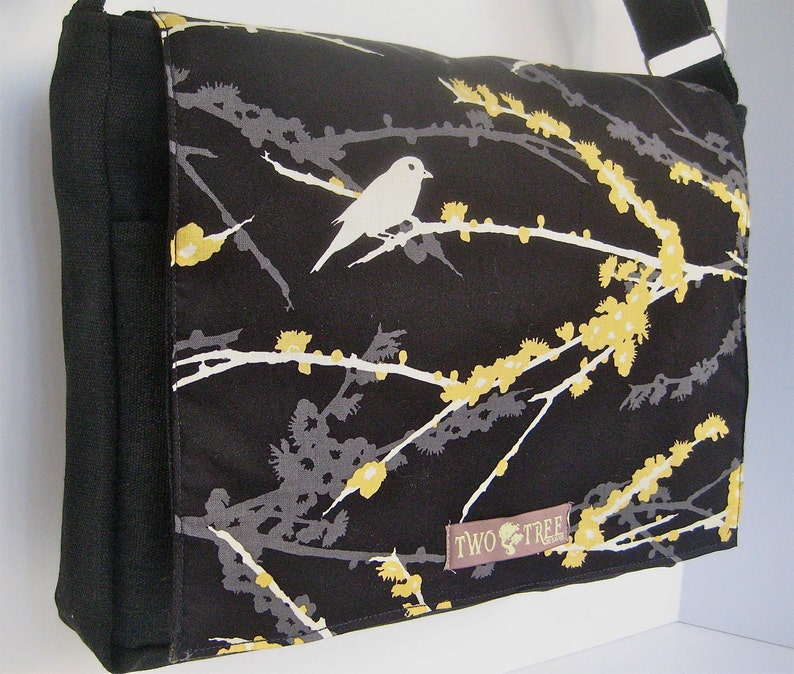 Black and White Bird Messenger Bag Laptop iPad Diaper BAG Etsy