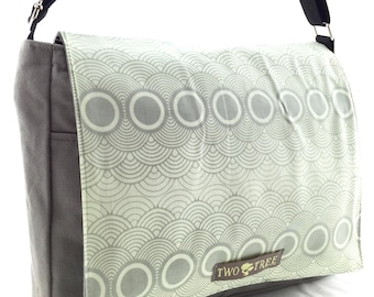Bolso bandolera retro New Grey Circles CLOUDS MESSENGER para libros, portátiles y pañales.