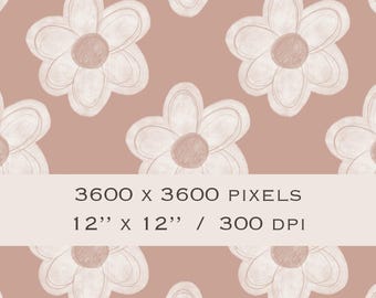 Flowers Hand Drawn Seamless Pattern Digital Download PNG Botanical Digital paper