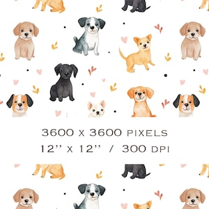 Süße Hunde nahtlose Muster digitaler Download PNG Hundedruck für Tierliebhaber