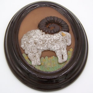 Vintage ceramic wall art by Gabriel Sweden, zodiac sign Aries