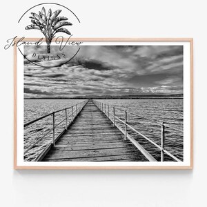 Jetty Black and white Digital Download Print Wall Coastal Art - South Australia, Australian Water Landscape Original Photography