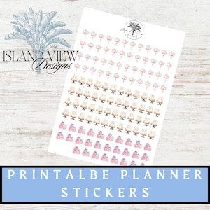 Planner Sticker Geburtstag Icons - Print Yourself - Luftballons - Kuchen - Geschenke